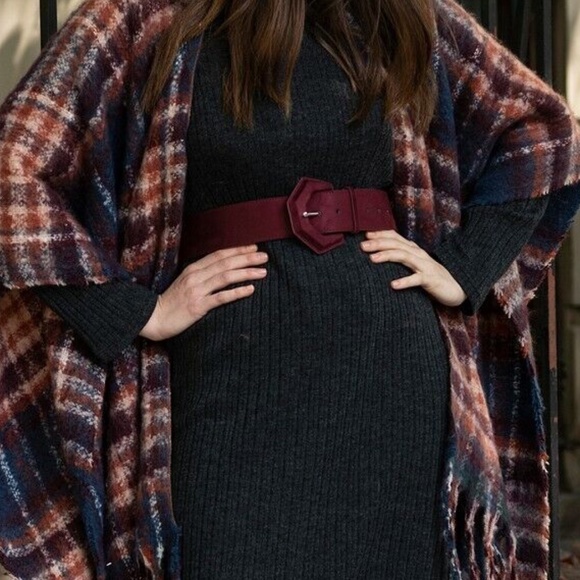 COPY  INC International Concepts Geometric Covered Buckle Stretch Belt, Wine S/M - Picture 4 of 5